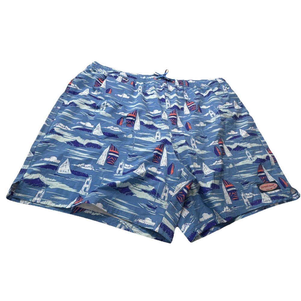 New Vineyard Vines Xl Sailboat Lighthouse Swim Trunks Costal Vacation Beach Mens - Picture 6 of 9